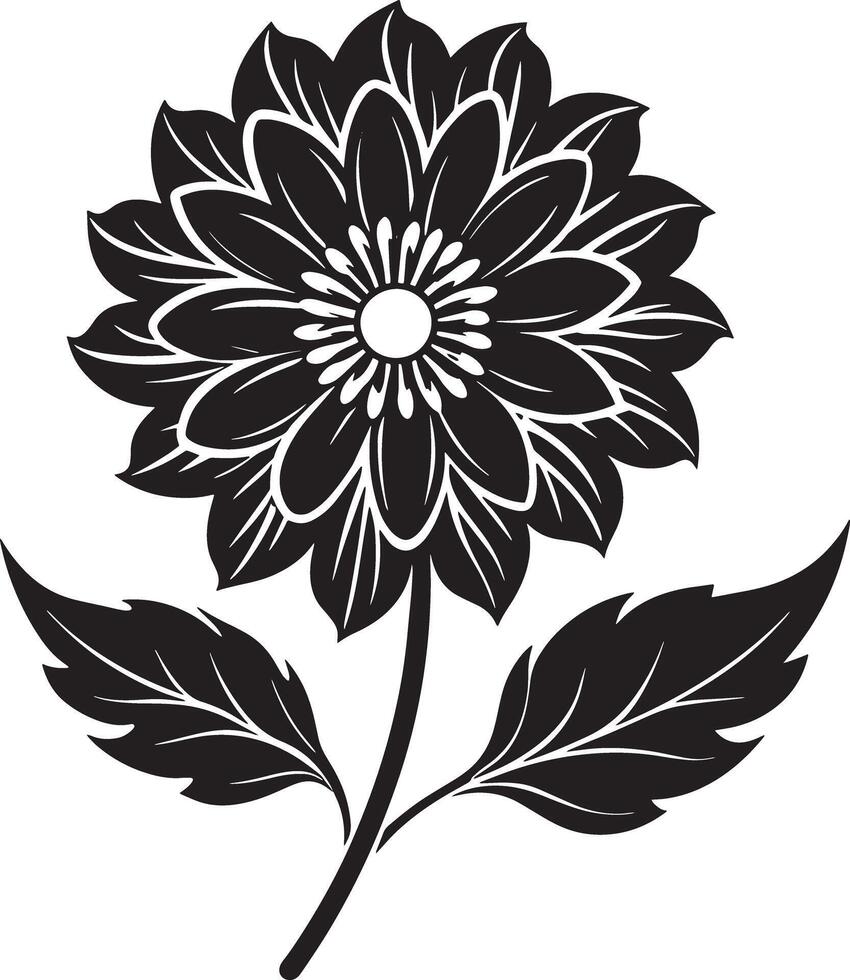 black and white flower silhouette illustration black and white vector