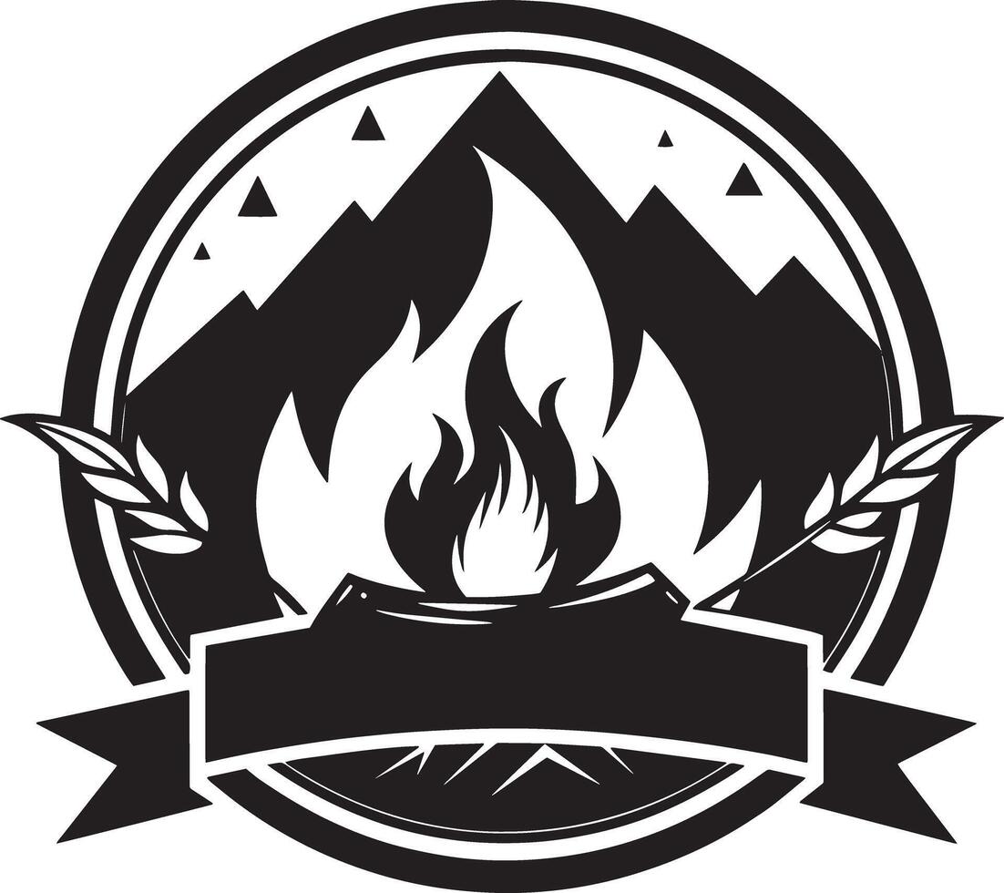 minimal and mordern fire logo black and white illustration vector