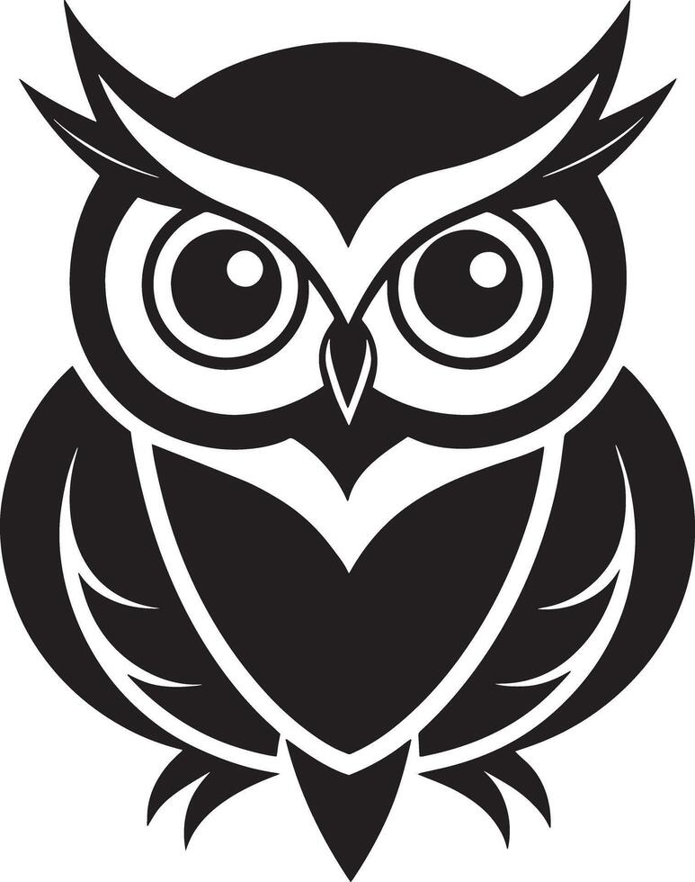 head of a owl logo design illustration black and white vector