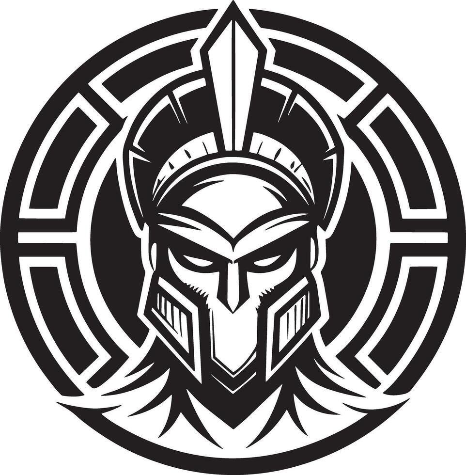 Viking Warrior logo design illustration black and white vector