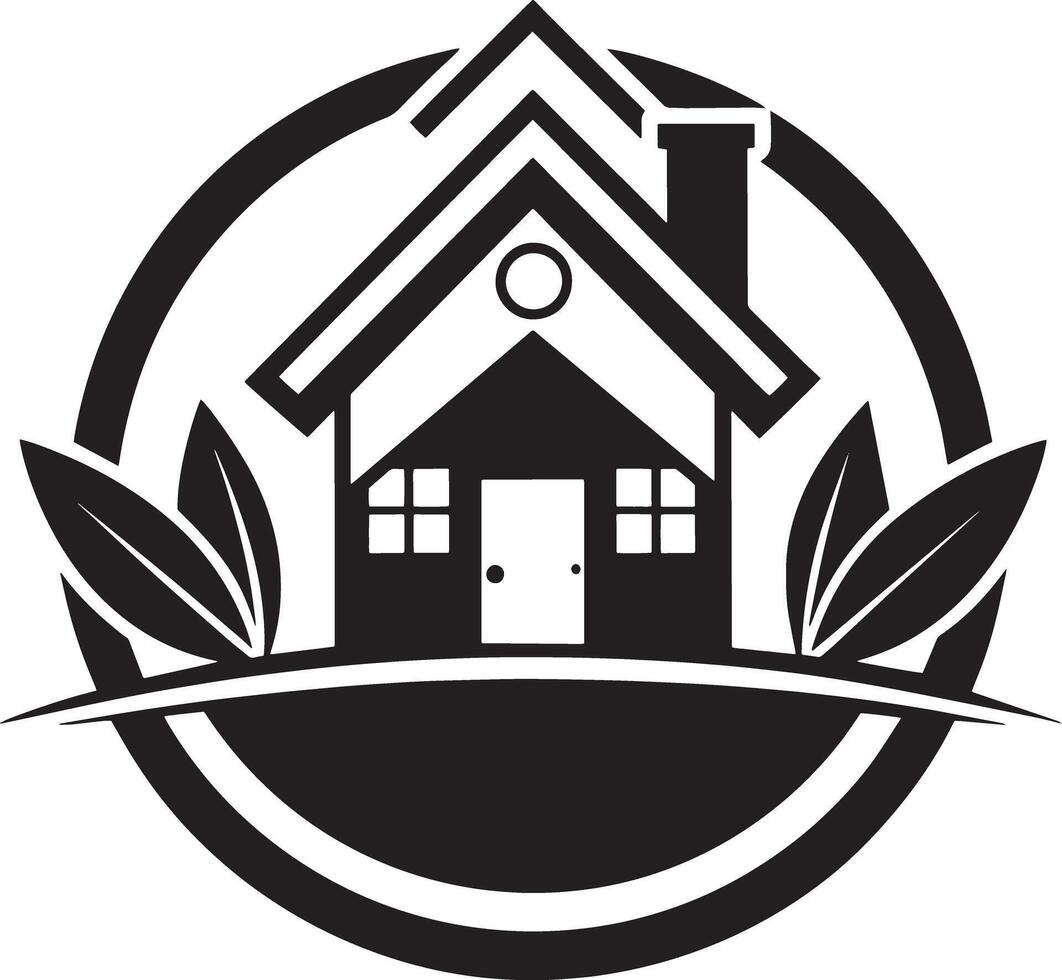 minimal and mordern house logo black and white illustration vector