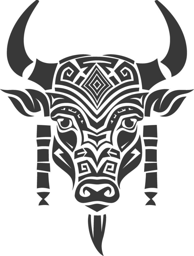 silhouette tribal animal head only using Aztecs style black color only vector