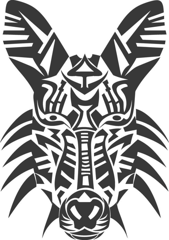 silhouette tribal animal head only using Aztecs style black color only vector