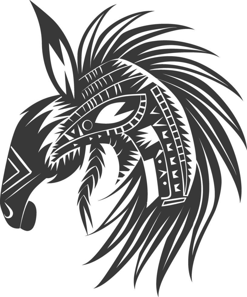 silhouette tribal animal head only using Aztecs style black color only vector