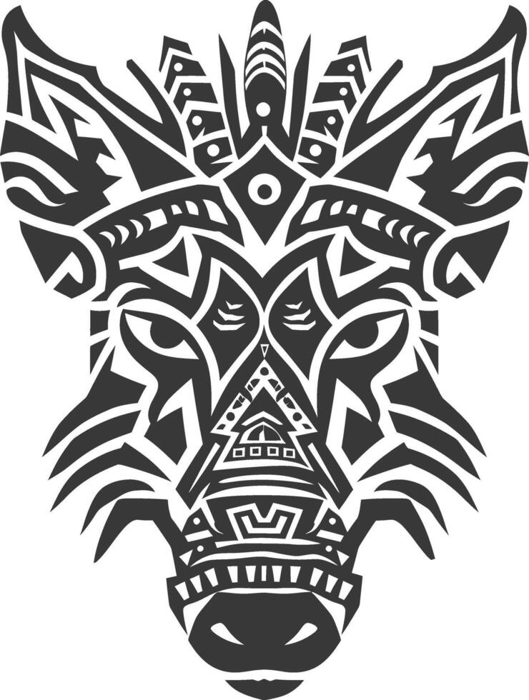 silhouette tribal animal head only using Aztecs style black color only vector