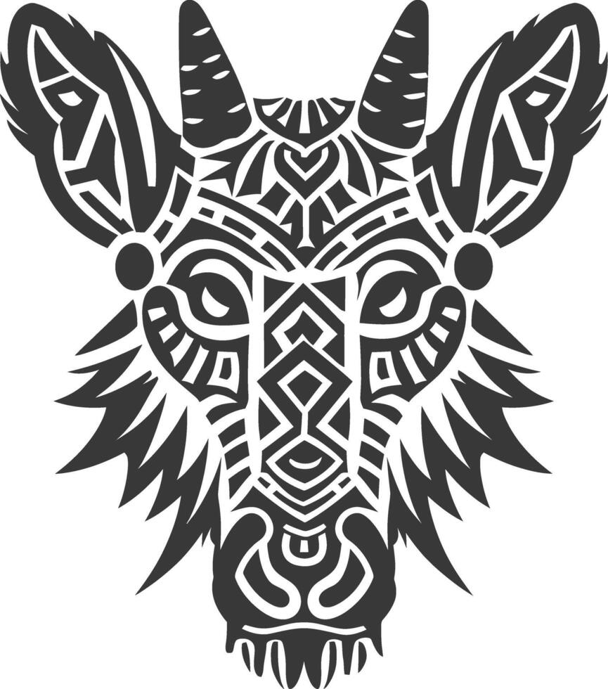 silhouette tribal animal head only using Aztecs style black color only vector