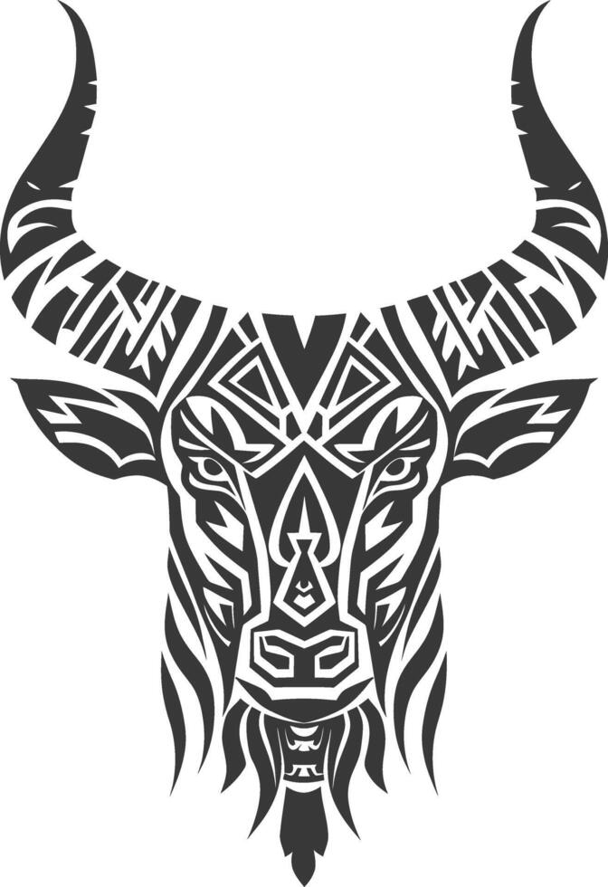 silhouette tribal animal head only using Aztecs style black color only vector