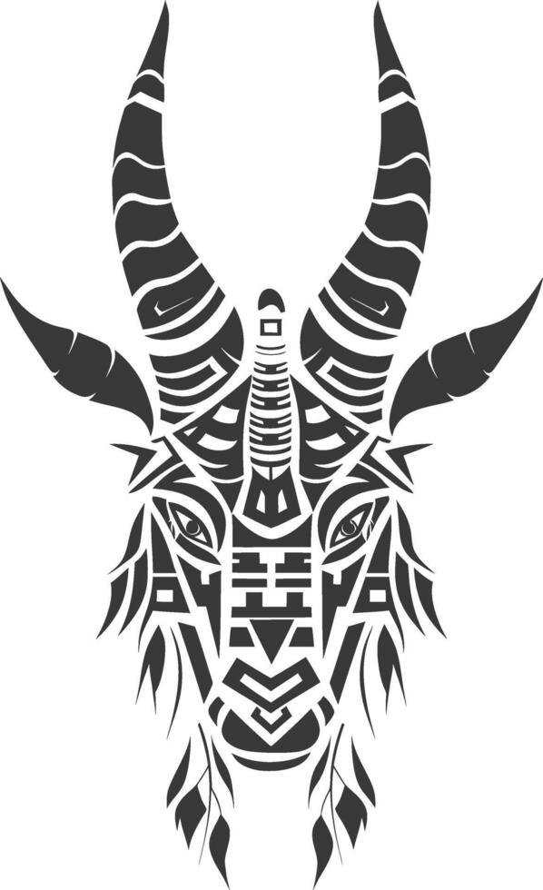 silhouette tribal animal head only using Aztecs style black color only vector