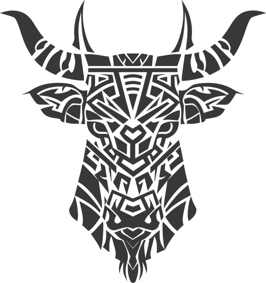 silhouette tribal animal head only using Aztecs style black color only vector