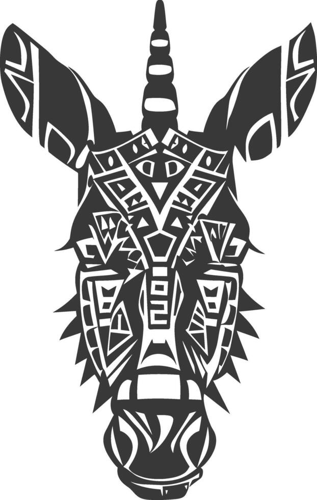 silhouette tribal animal head only using Aztecs style black color only vector