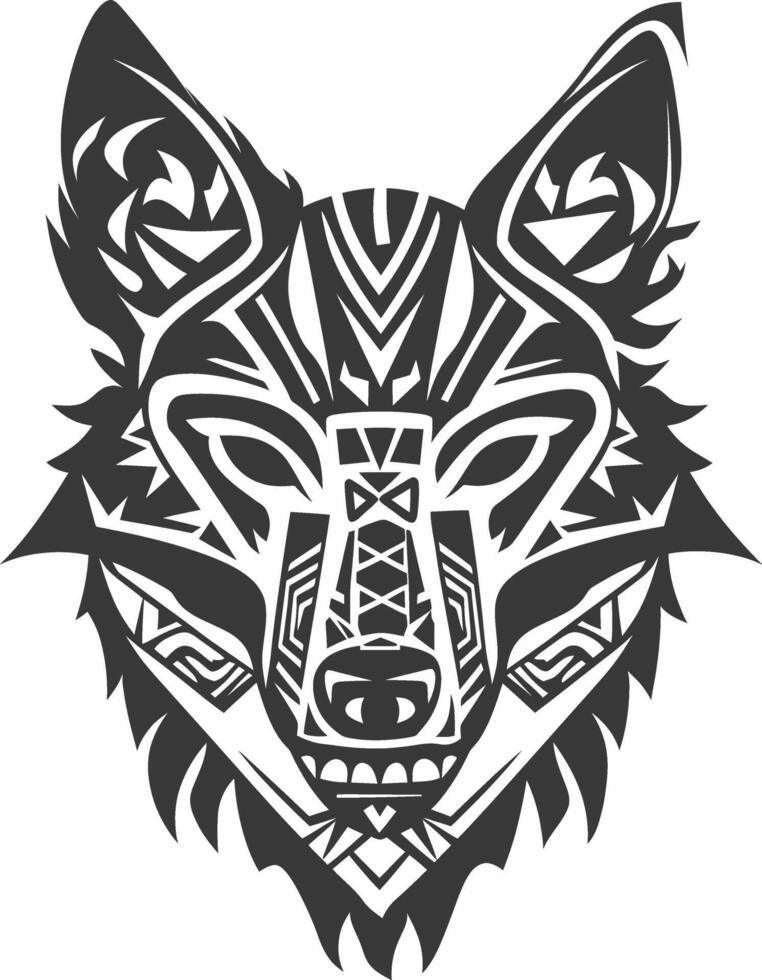 silhouette tribal animal head only using Aztecs style black color only vector