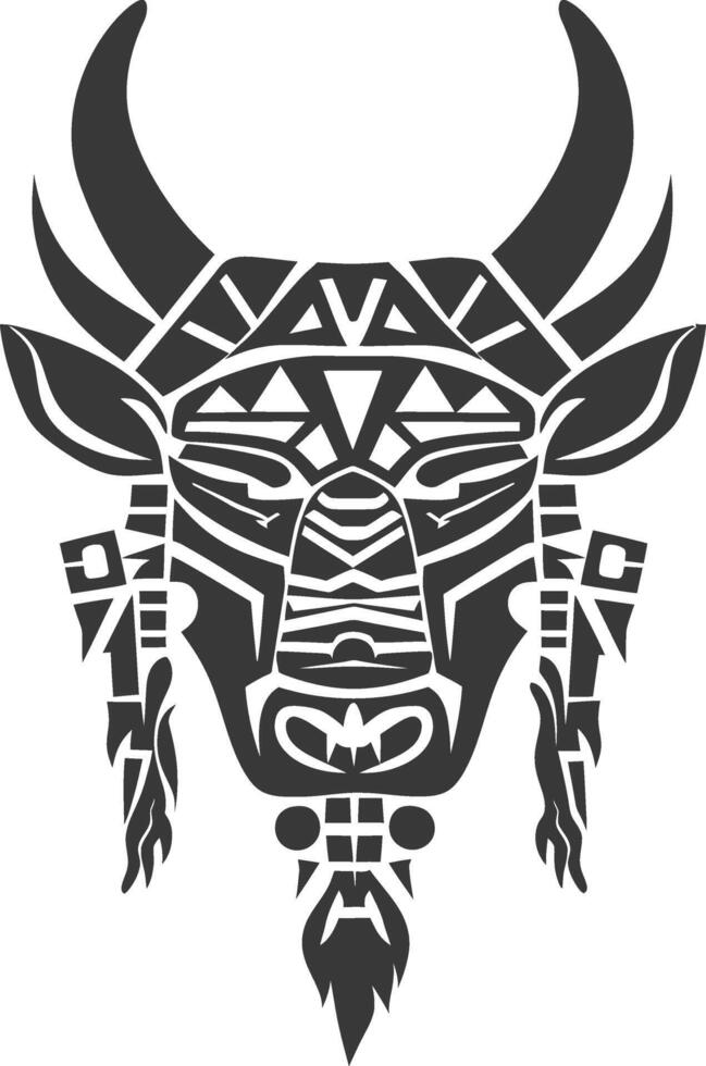 silhouette tribal animal head only using Aztecs style black color only vector