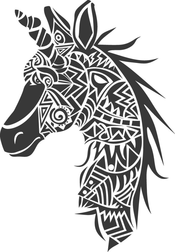 silhouette tribal animal head only using Aztecs style black color only vector