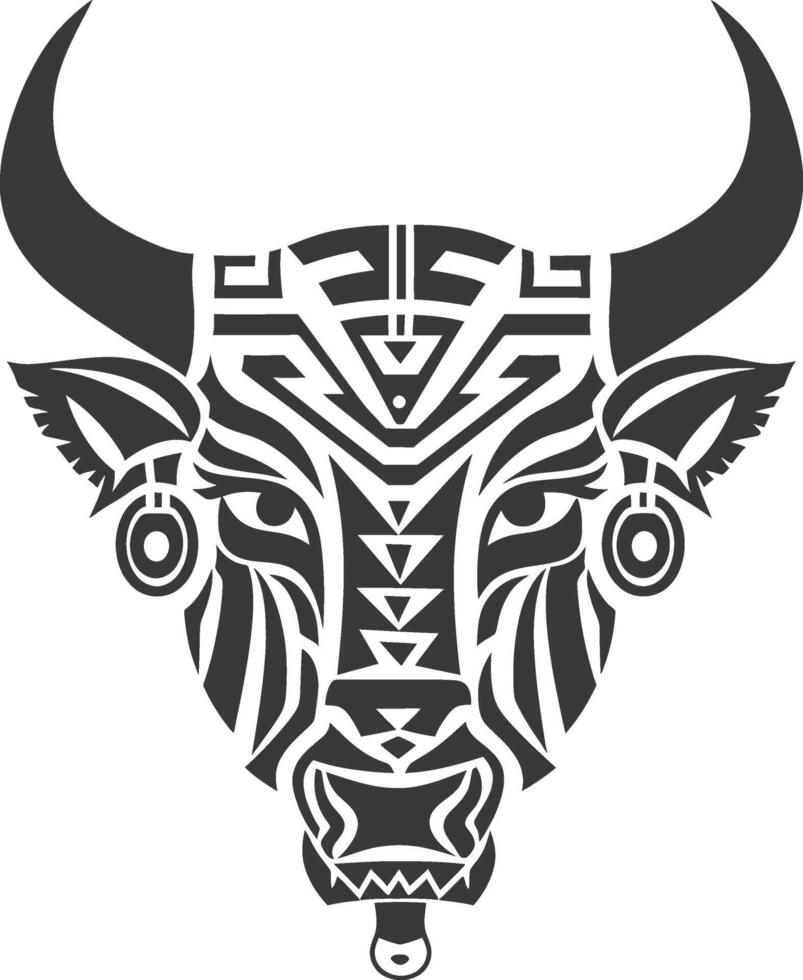 silhouette tribal animal head only using Aztecs style black color only vector
