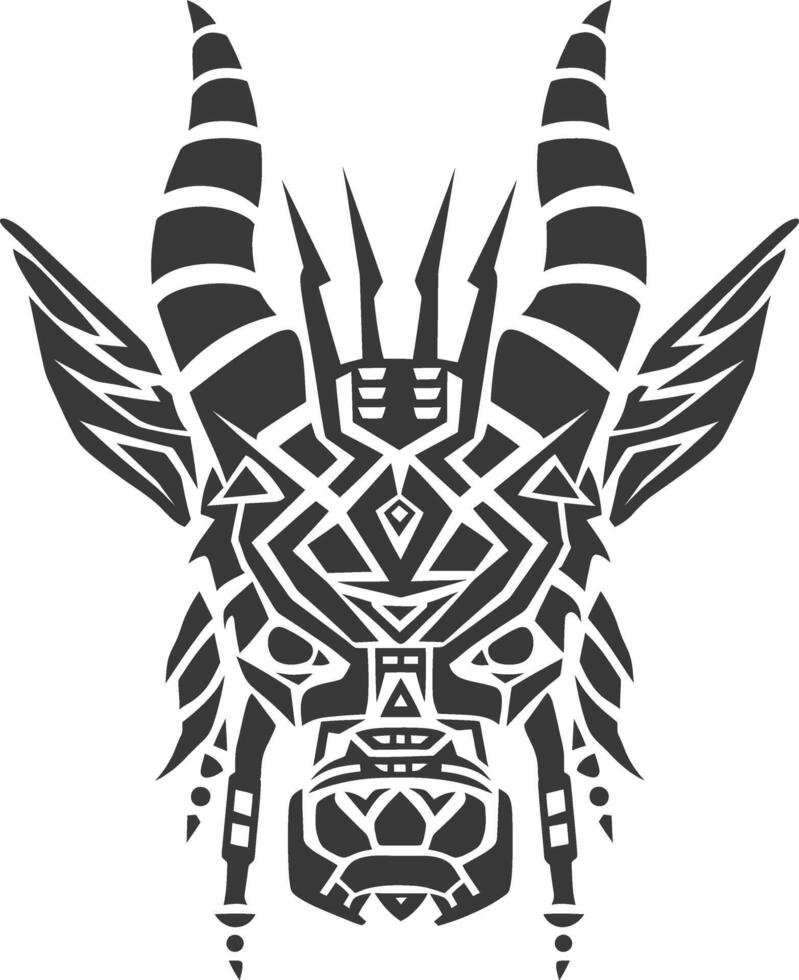 silhouette tribal animal head only using Aztecs style black color only vector