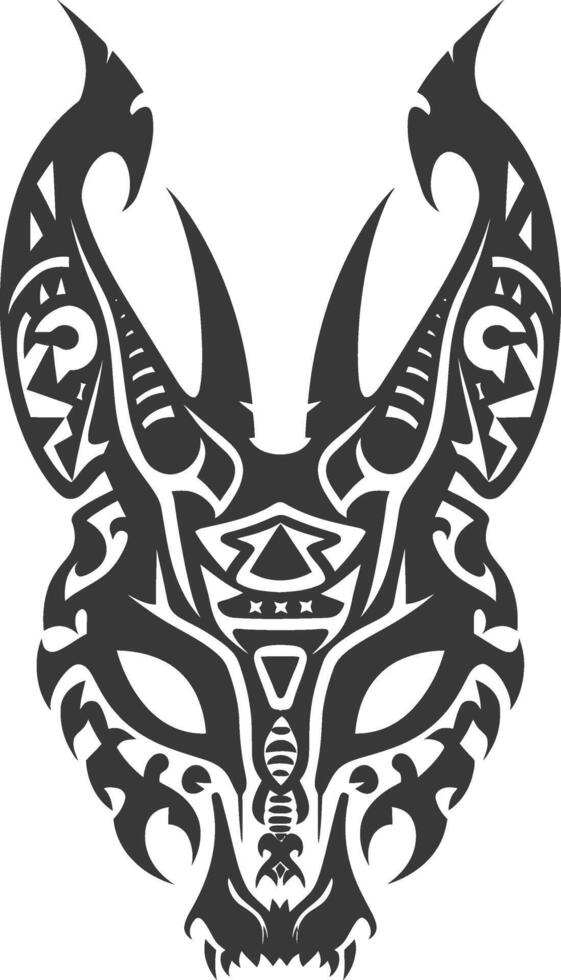 silhouette tribal animal head only using Aztecs style black color only vector