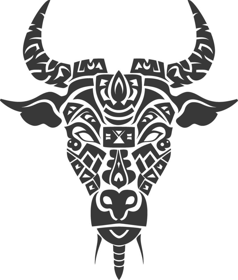 silhouette tribal animal head only using Aztecs style black color only vector