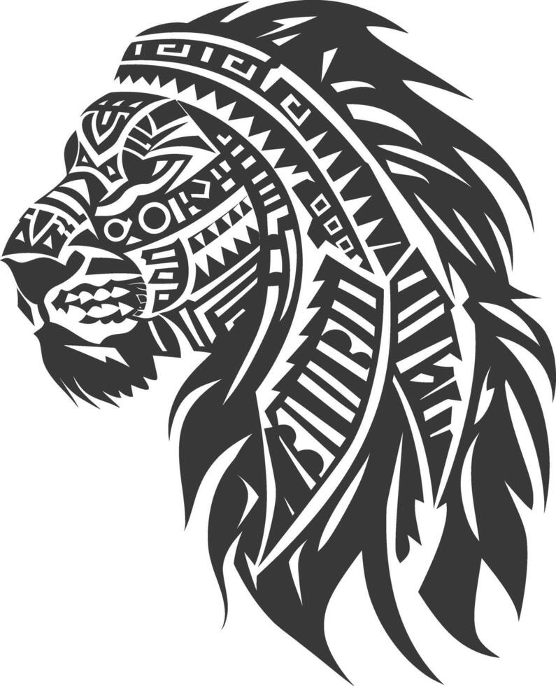silhouette tribal animal head only using Aztecs style black color only vector