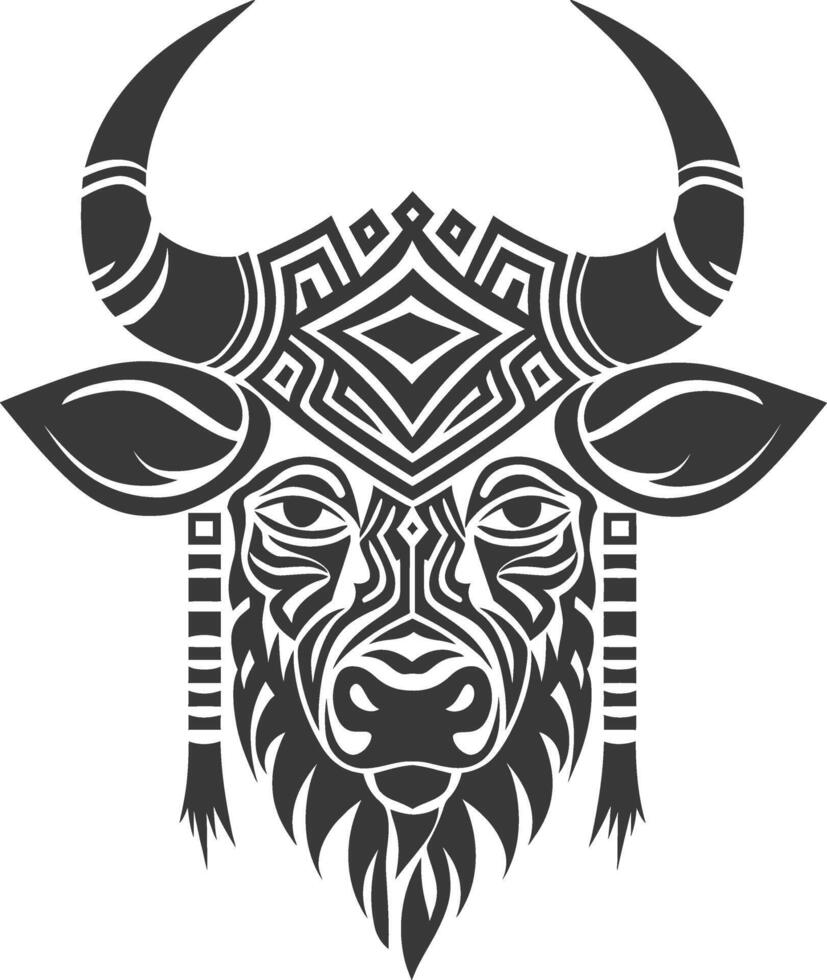 silhouette tribal animal head only using Aztecs style black color only vector