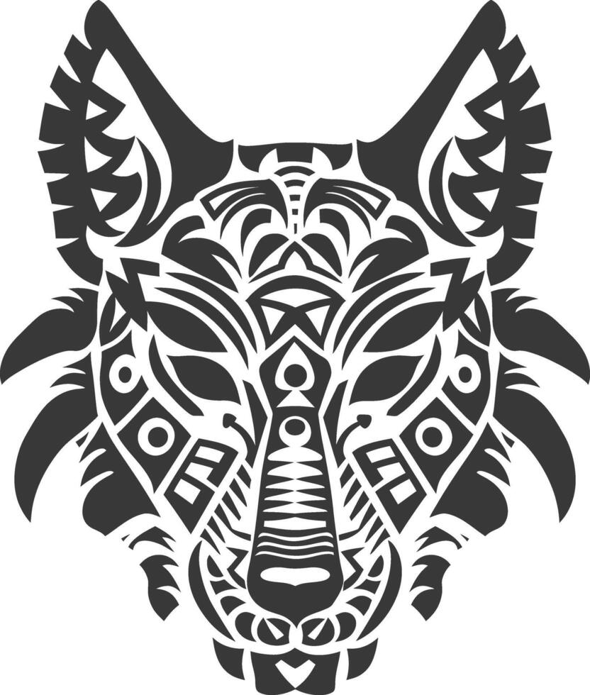 silhouette tribal animal head only using Aztecs style black color only vector