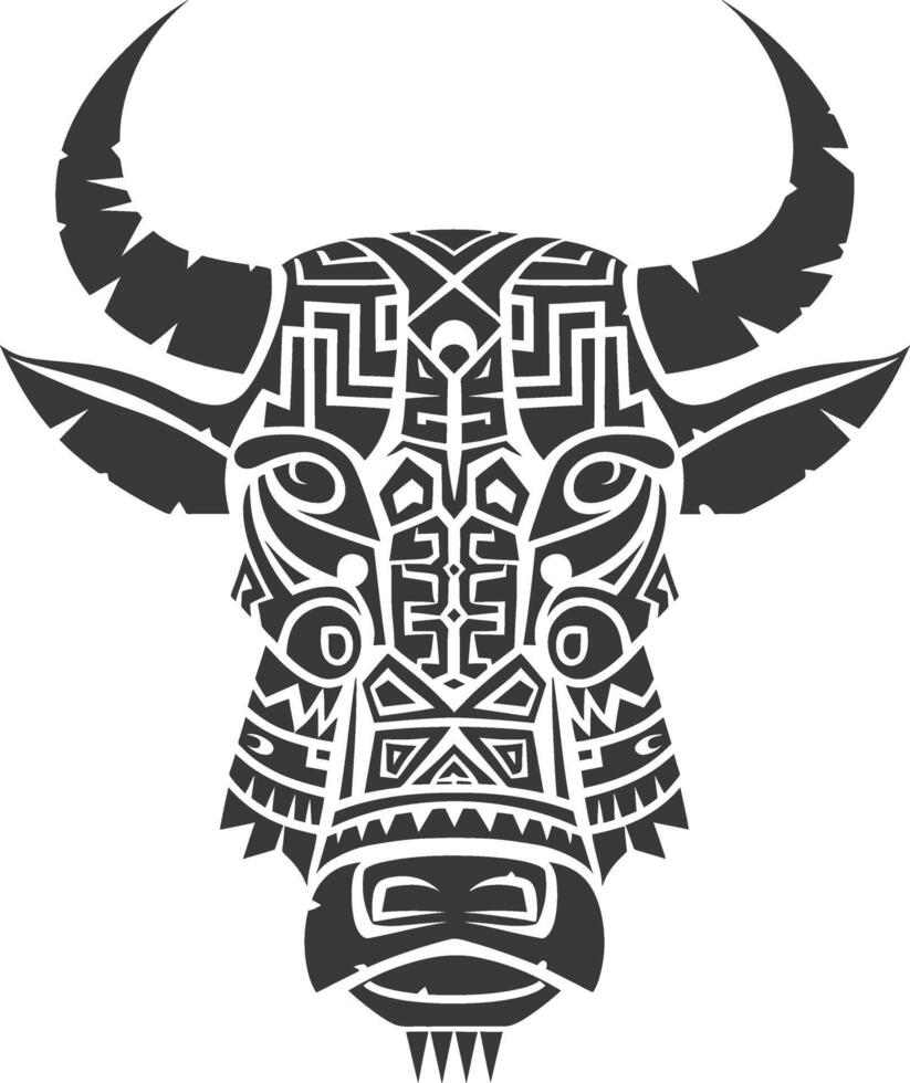 silhouette tribal animal head only using Aztecs style black color only vector
