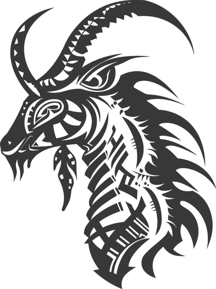 silhouette tribal animal head only using Aztecs style black color only vector