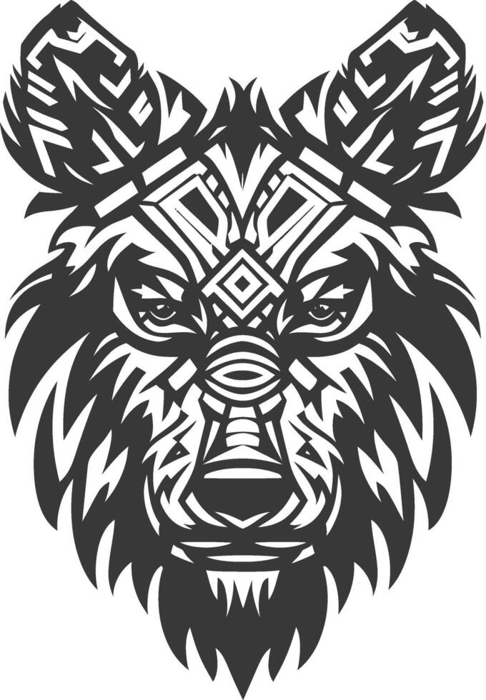 silhouette tribal animal head only using Aztecs style black color only vector