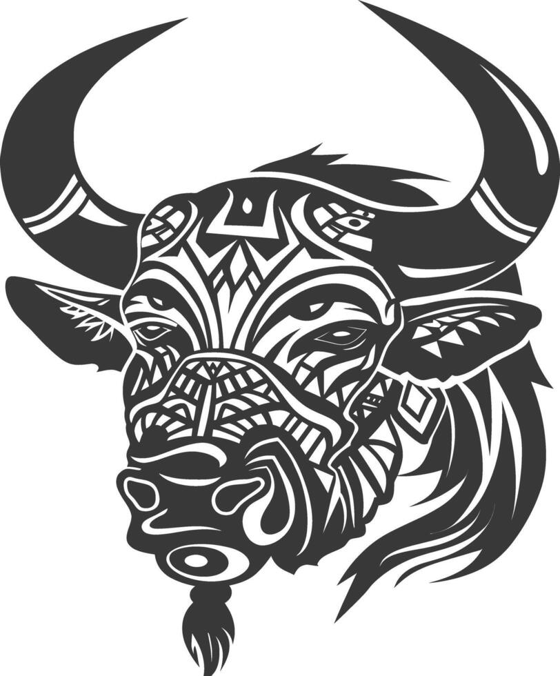 silhouette tribal animal head only using Aztecs style black color only vector