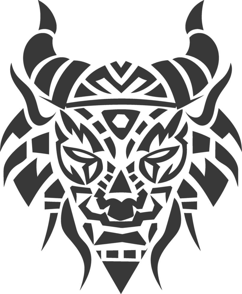 silhouette tribal animal head only using Aztecs style black color only vector