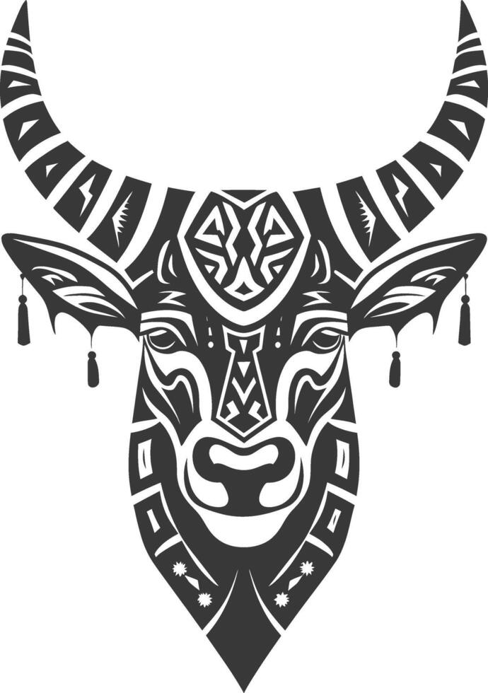 silhouette tribal animal head only using Aztecs style black color only vector