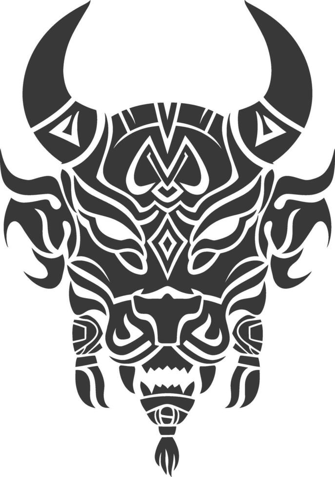 silhouette tribal animal head only using Aztecs style black color only vector