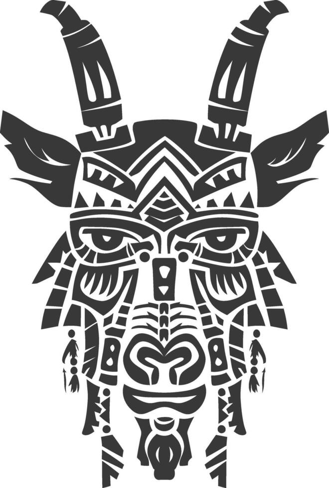 silhouette tribal animal head only using Aztecs style black color only vector