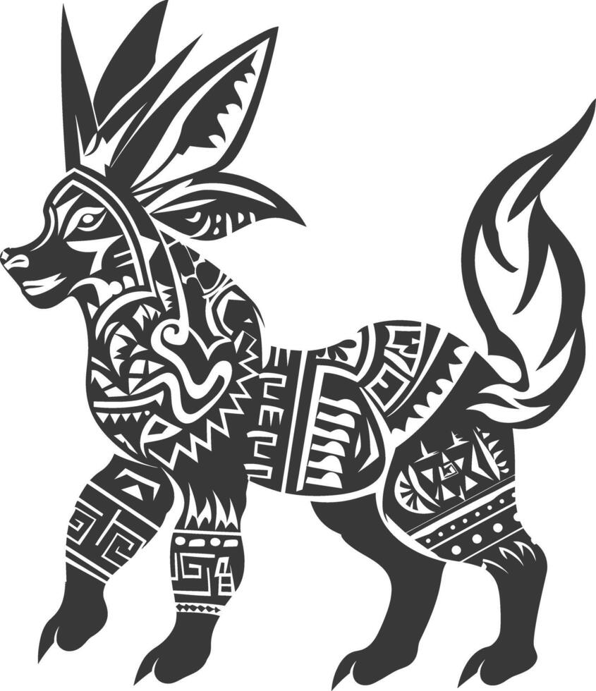 silhouette tribal animal using Aztecs style black color only vector