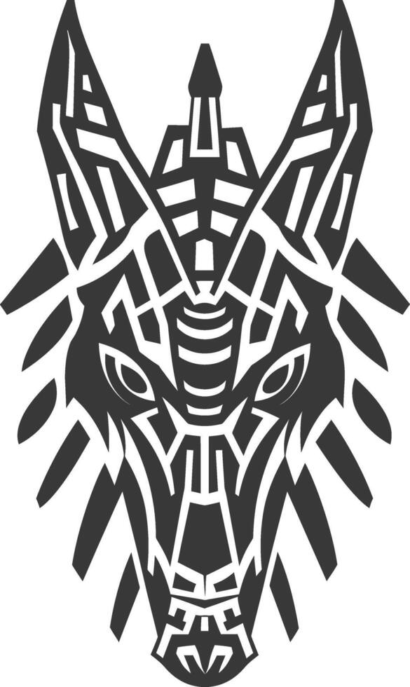silhouette tribal animal head only using Aztecs style black color only vector