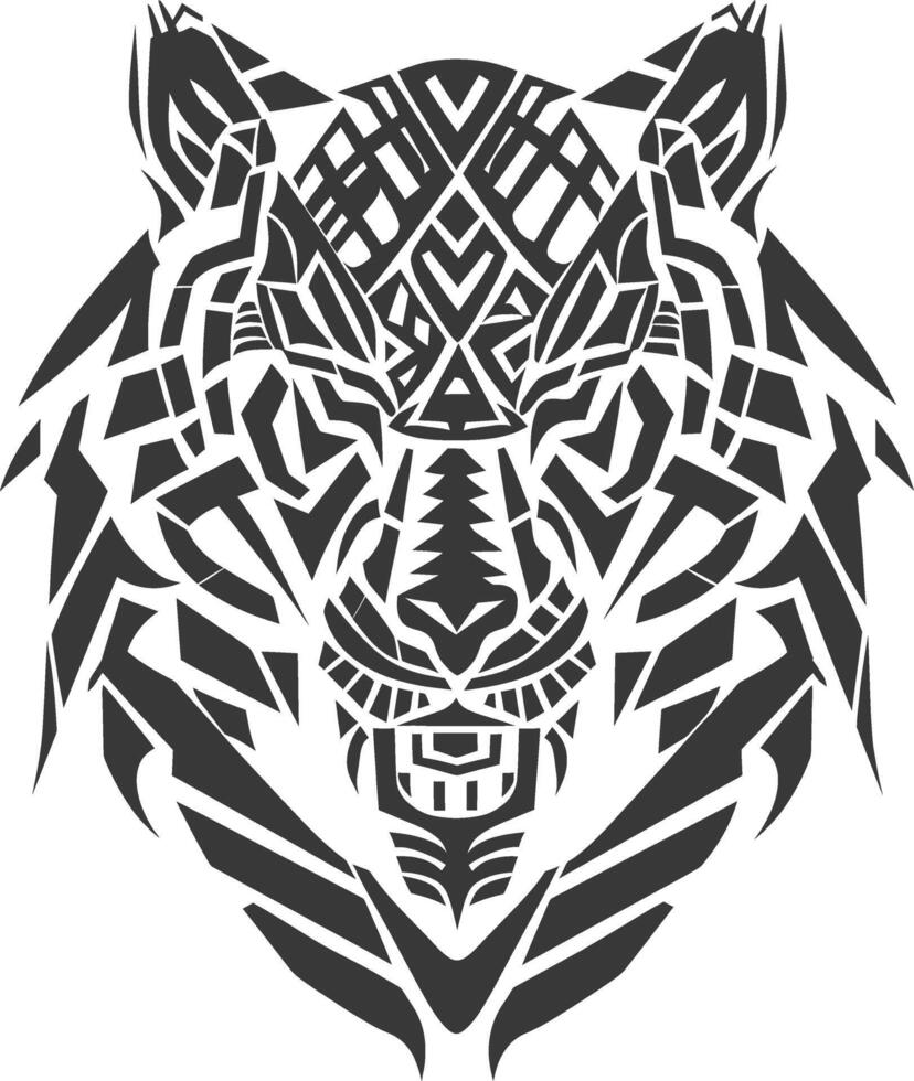 silhouette tribal animal head only using Aztecs style black color only vector
