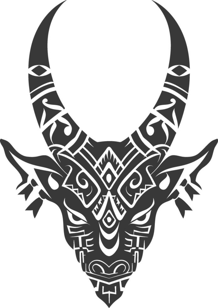 silhouette tribal animal head only using Aztecs style black color only vector