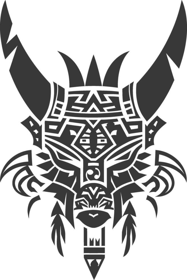 silhouette tribal animal head only using Aztecs style black color only vector