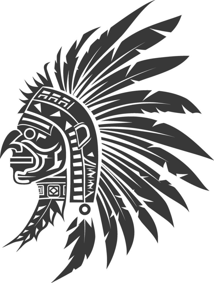 silhouette tribal animal head only using Aztecs style black color only vector