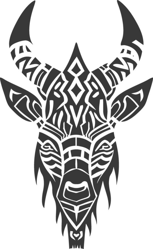 silhouette tribal animal head only using Aztecs style black color only vector