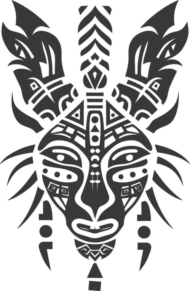 silhouette tribal animal head only using Aztecs style black color only vector