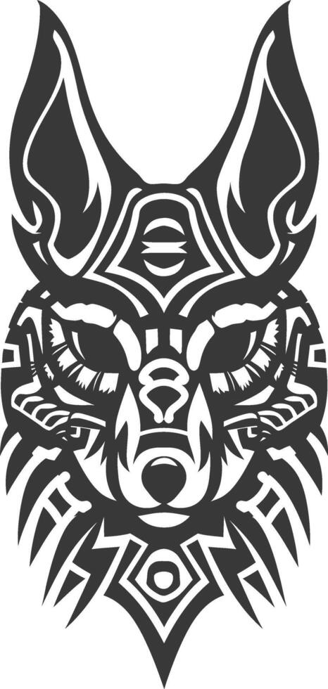 silhouette tribal animal head only using Aztecs style black color only vector