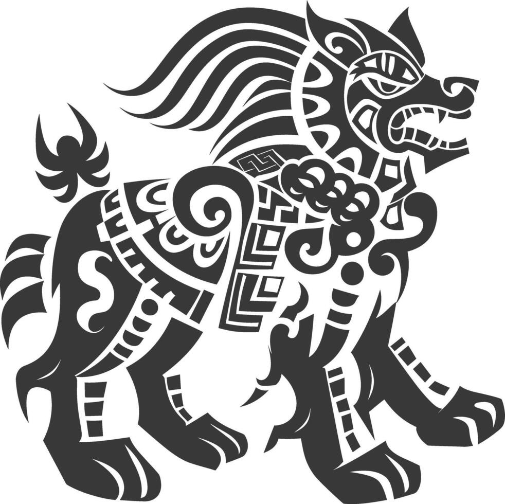silhouette tribal animal using Aztecs style black color only vector