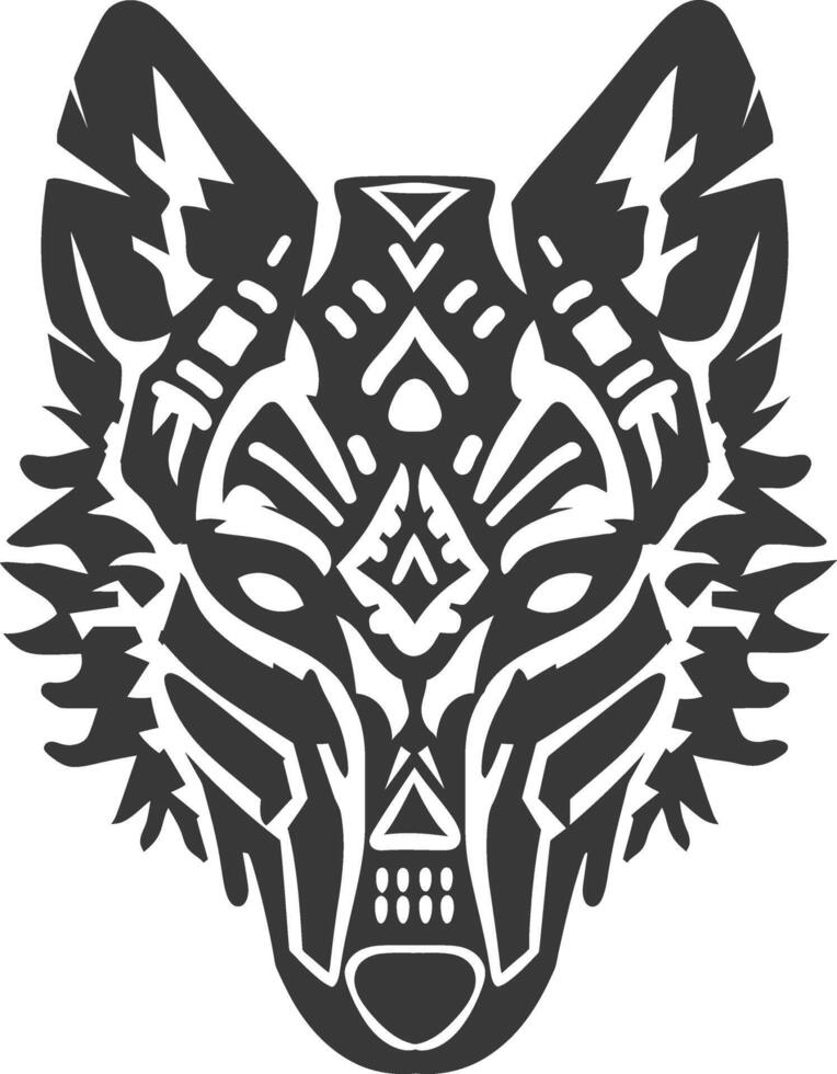 silhouette tribal animal head only using Aztecs style black color only vector