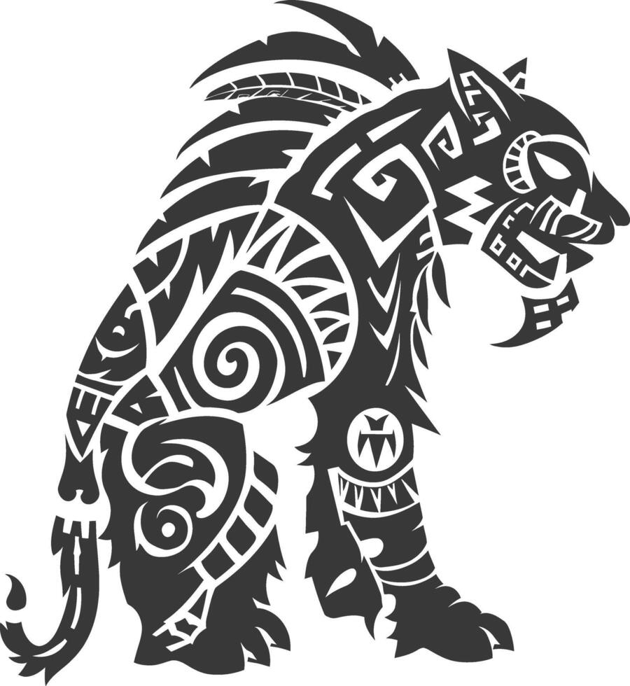 silhouette tribal animal using Aztecs style black color only vector