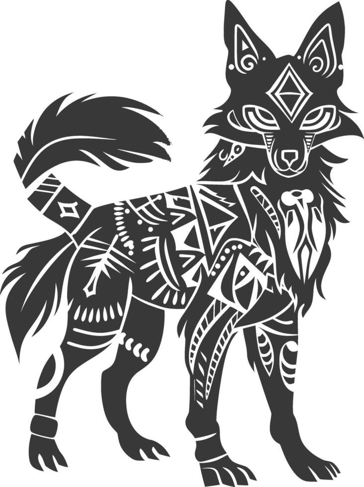 silhouette tribal animal using Aztecs style black color only vector
