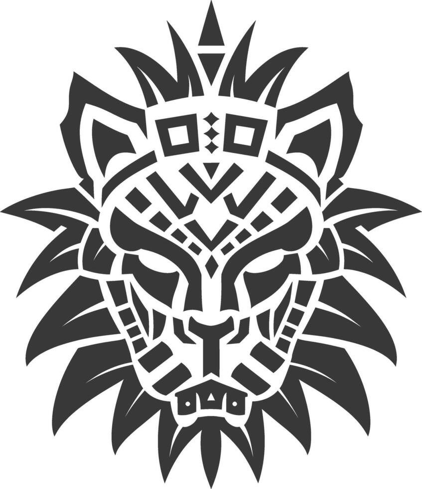 silhouette tribal animal head only using Aztecs style black color only vector