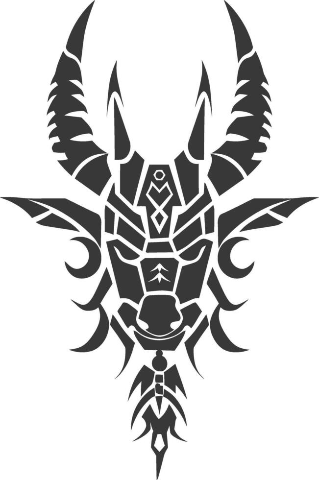 silhouette tribal animal head only using Aztecs style black color only vector