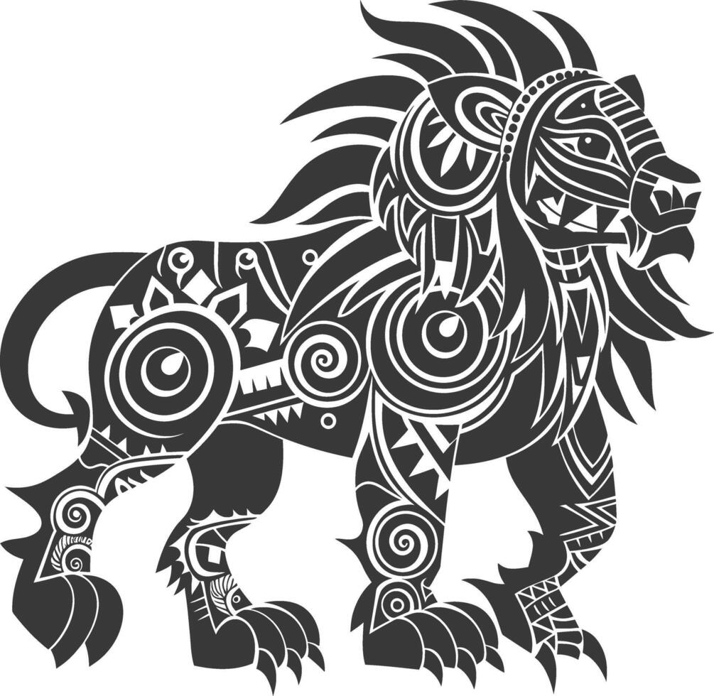 silhouette tribal animal using Aztecs style black color only vector