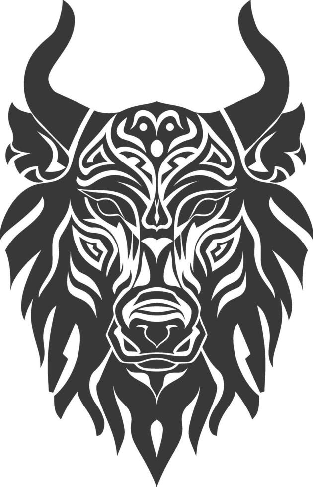 silhouette tribal animal head only using Aztecs style black color only vector