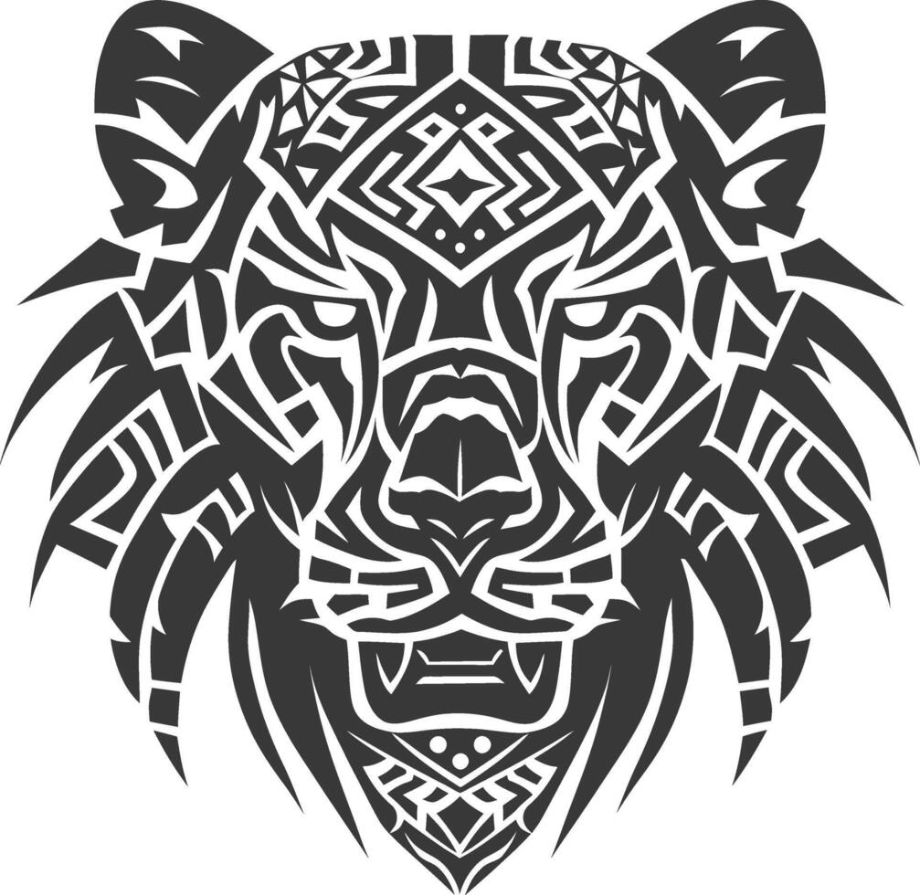 silhouette tribal animal head only using Aztecs style black color only vector